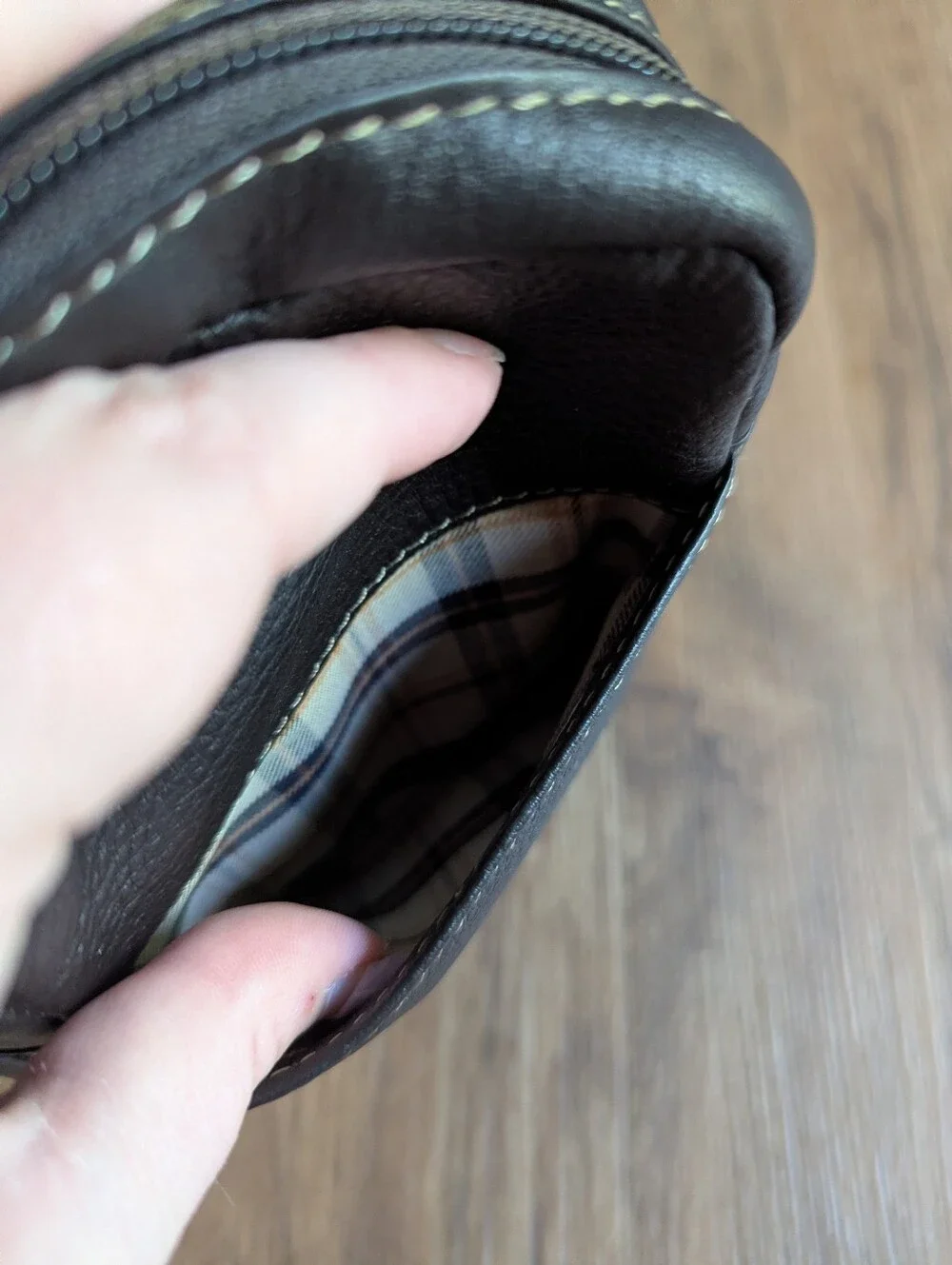 Brown Leather Phone Pouch Bag - No Strap
